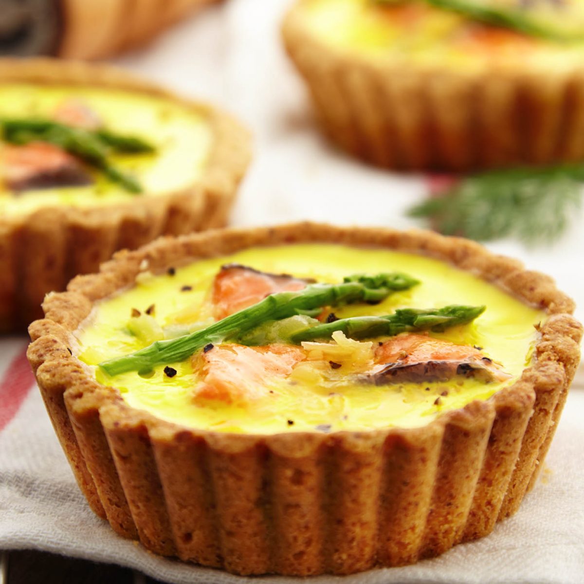 Smoked Salmon Asparagus Almond Crusted Quiche QL Kitchen